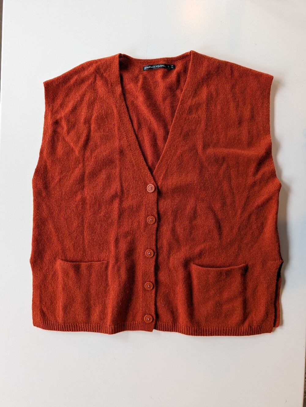 Gudrun Sjoden Rust Orange Button-Front Knit Vest